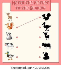 Shadow matching game template illustration