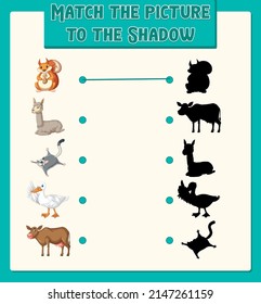 Shadow matching game template illustration
