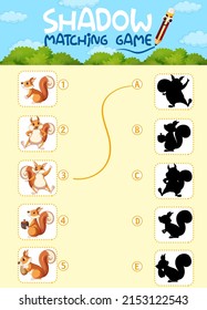 Shadow matching game template illustration