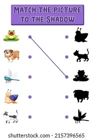 Shadow matching game template illustration