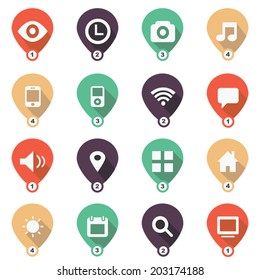 shadow media and communication icons an button 16 in 1