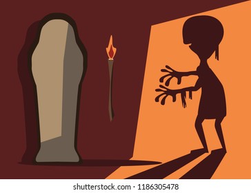 shadow mummy and coffin vector illustration 