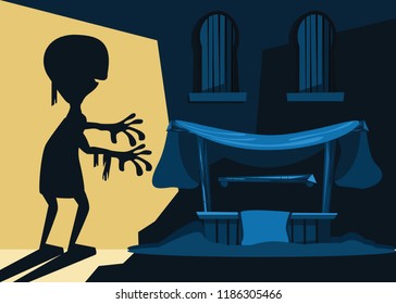 shadow of mummy in town vector illustration 