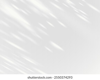 Shadow on white wall. Sunbeams in a room light effect. Blurred soft shadow from the window and leaves from outside. Vector background mock up. Sun rays reflection shade of natural lighting