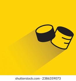 with shadow on yellow background