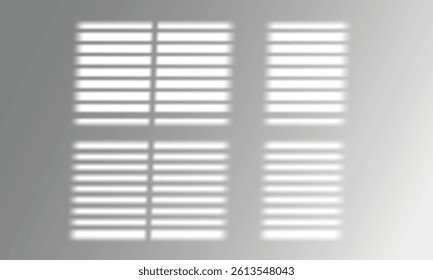 Shadow overlay background. Light from window blinds. Sunlight. Shadow effect falling on the wall. Vector illustration
