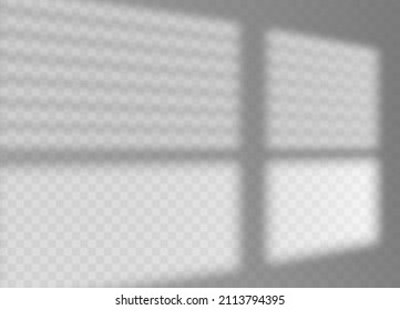 Shadow overlay effect background. Transparent shadow of window with jalousie transparent background. Vector illustration. Monochrome background for design.