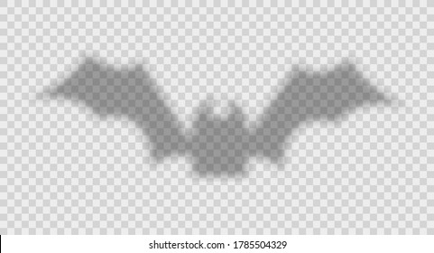 Shadow overlay effect for halloween background with flying bat. Mockup of transparent shadow overlay effect and natural lightning. Scary fear stock vector illustration.