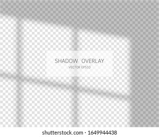 Shadow Overlay Effect. Natural Shadows From Window Isolated On Transparent Background. Vector Soft Shadow And Light Overlay Effect.