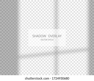 Shadow overlay effect. Natural shadows from window isolated on transparent background. Vector illustration.