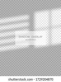 Shadow overlay effect. Natural shadows from window isolated on transparent background. Vector illustration. 