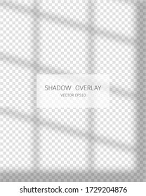 Shadow overlay effect. Natural shadows from window isolated on transparent background. Vector illustration. 