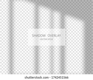 Efecto de superposición de sombra. Sombras naturales de la ventana aisladas en fondo transparente. Ilustración vectorial. 