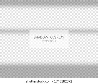 Shadow overlay effect. Natural shadows from window isolated on transparent background. Vector illustration. 