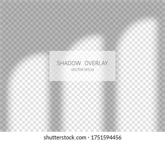 Schattenüberlagseffekt. Natürliche Schatten aus Fenster einzeln auf transparentem Hintergrund. Vektorgrafik. 
