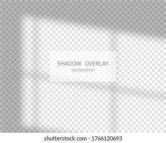 Shadow overlay effect. Natural shadows from window isolated on transparent background. Vector illustration. 