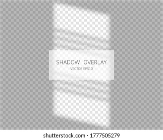 Shadow overlay effect. Natural shadows from window isolated on transparent background. Vector illustration. 