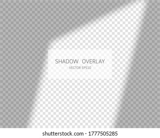 Efecto de superposición de sombra. Sombras naturales de la ventana aisladas en fondo transparente. Ilustración vectorial. 