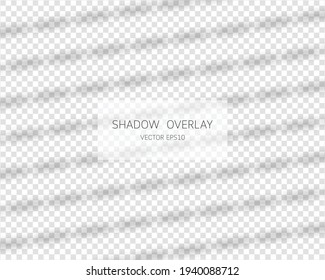 Efecto de superposición de sombra. Sombras naturales de la ventana aisladas en fondo transparente. Ilustración vectorial. 