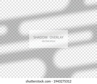 Shadow overlay effect. Natural shadows from window isolated on transparent background. Vector illustration. 