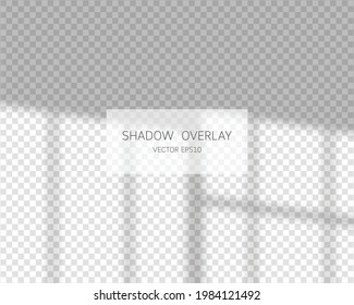 Shadow overlay effect. Natural shadows from window isolated on transparent background. Vector illustration. 
