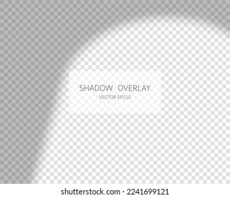Efecto de superposición de sombra. Sombras naturales de la ventana aisladas en fondo transparente. Ilustración vectorial. 