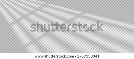 Shadow overlay effect. Reflecting light from window isolated on transparent background Shade jalousie. Reflected shadow on wall. Reflect sun from blind for design mockup.Vector