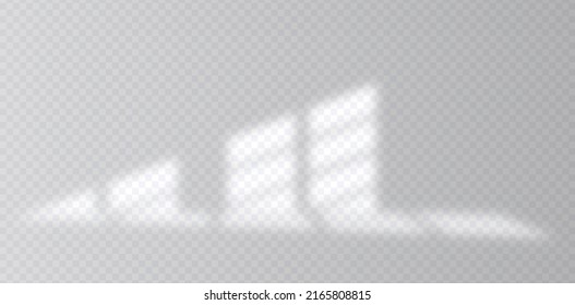 Shadow overlay effect. Soft light and shadows from window. Realistic vector Mockup of transparent shadow overlay effect and natural lightning in room interior.