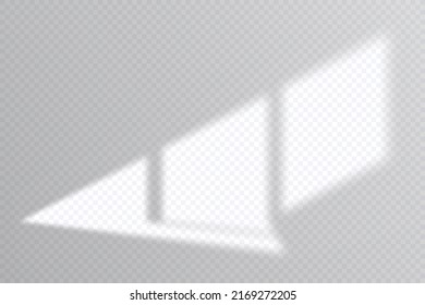 Shadow overlay effect. Soft light and shadows from window. Realistic vector Mockup of transparent shadow overlay effect and natural lightning in room interior.