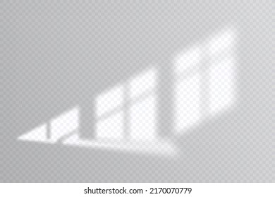 Shadow overlay effect. Soft light and shadows from window. Realistic vector Mockup of transparent shadow overlay effect and natural lightning in room interior.