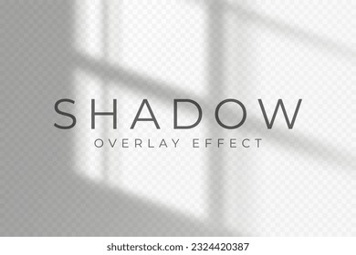 Shadow overlay effect. Transparent soft light and shadow from window frame, natural lighting scene. Mockup of abstract transparent shadow overlay effect and natural lightning. Vector