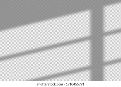 Shadow overlay effect. Transparent overlay shadow from the window and jalousie. Realistic soft light effect of shadows and natural lightning on transparent background. Vector.