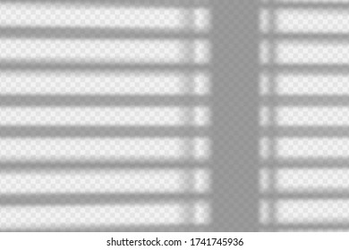 Shadow overlay effect. Transparent overlay shadow from the window and jalousie. Realistic soft light effect of shadows and natural lightning on transparent background. Vector.
