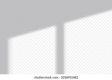 Shadow overlay effect. Transparent overlay shadow from the window and jalousie. Realistic soft light effect of shadows and natural lightning on transparent background. Vector.