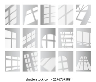 Shadow overlay effects. Vector window light effects and jalousie drop shadow on wall. Photo-realistic reflection. Natural soft lighting for mockup, presentation, web design. Sunlight background