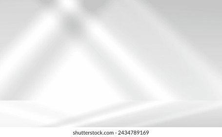 Shadow overlay effect.Transparent soft light,shadow from window.Vector Mockup of abstract overlay effect and natural lightning scene for studio room background,Reflection shadows on wall