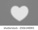 Shadow overlay heart shape spotlight effect isolated on a transparent background.