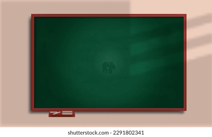 Schattendecke auf den Greenboars an der Wand des Klassenzimmers. Illustration von Tafeln mit Leerraum