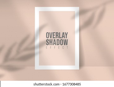 Hojas de papel A4 para el Vector de planta superpuesta de sombra. Las sombras superponen los efectos de las hojas y las ventanas sobre el fondo rosa. Moderno estilo minimalista. Para la presentación Volante, Cartel, en blanco, logotipo, invitación.