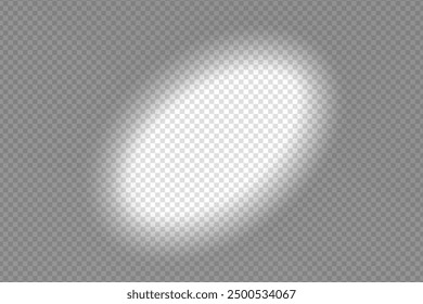 Shadow overlay spotlight effect isolated on a transparent background.