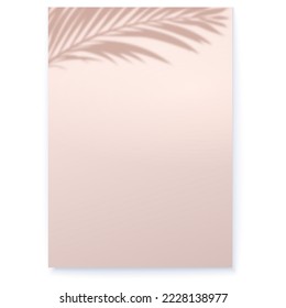 Shadow of palm leafs on the wall. Minimalistic cover. Scene for product display. Vector poster.