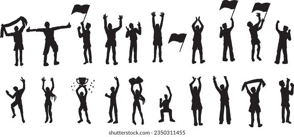 Shadow people in various gestures,vector silhouettes of men and a women