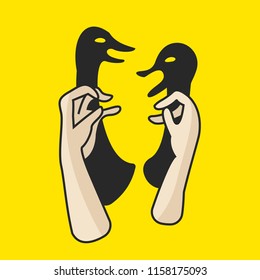 Shadow play. Ducks