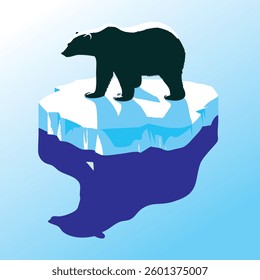 Shadow of a polar bear on an iceberg, Simple vector illustration, for your various design.