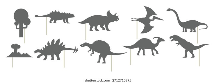 Títere de sombra de dinosaurios Ilustración vectorial