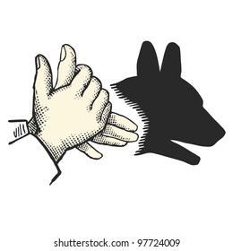 Shadow Puppet : Dog - Vintage Engraved Illustration - 