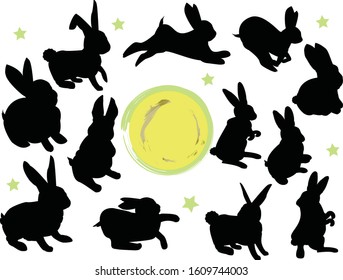 Shadow of the rabbit alongside the moon