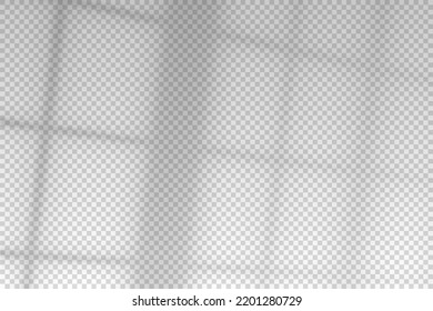 Shadow from reflection blind. Reflected shades on sun light window on wall. Overlay effect design print. Natural shade blinds isolated on transparent background. Reflect sunlight soft shading. Vector