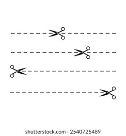 Shadow of scissors slicing through dotted lines, Illustration of a cut out coupon