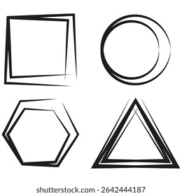 Shadow shape icons. Geometric vector form. Abstract graphic figures. Black white contrast.